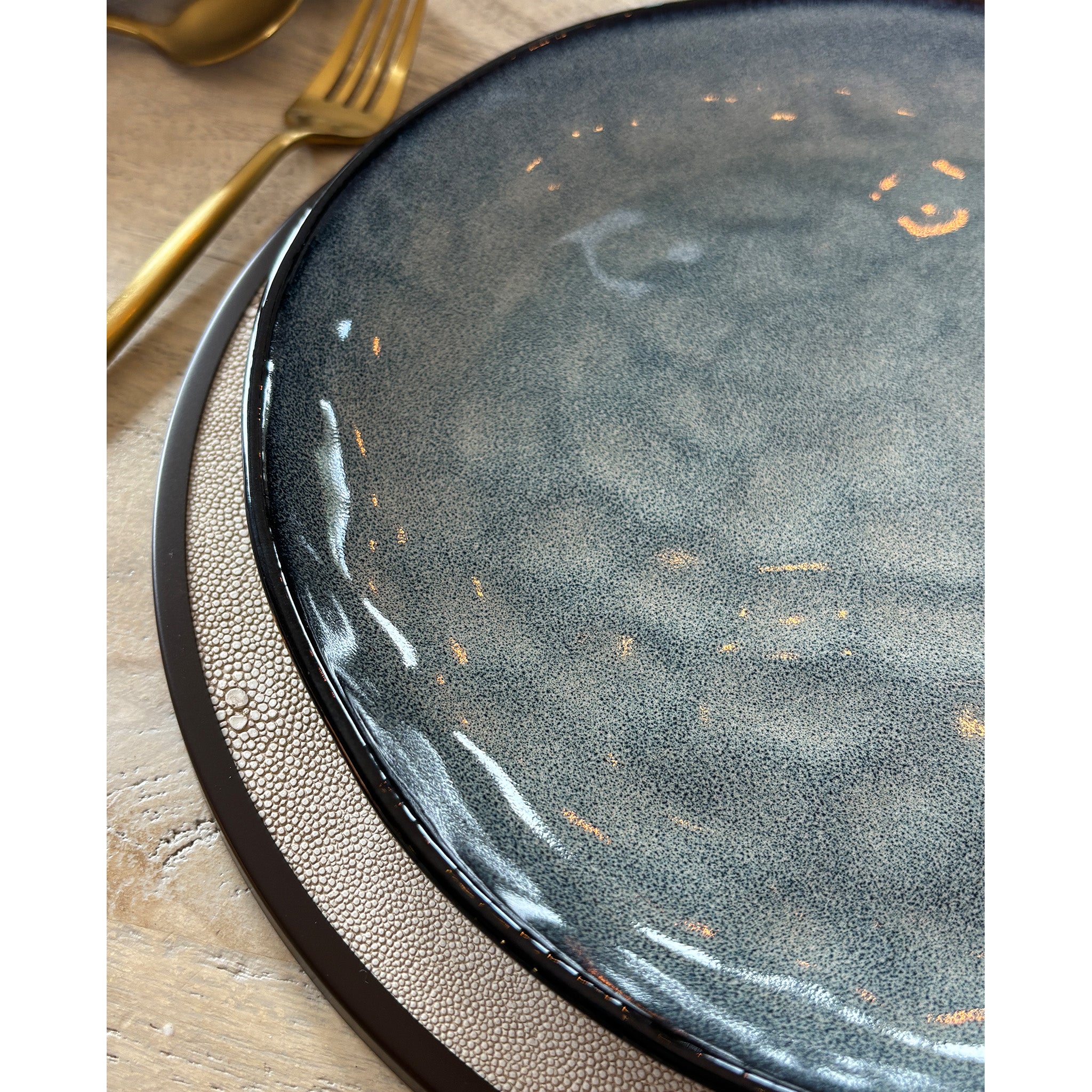 Stoneware Blue Dinner Plates - Set of 4